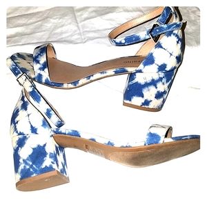 Tie dye block heel sandals